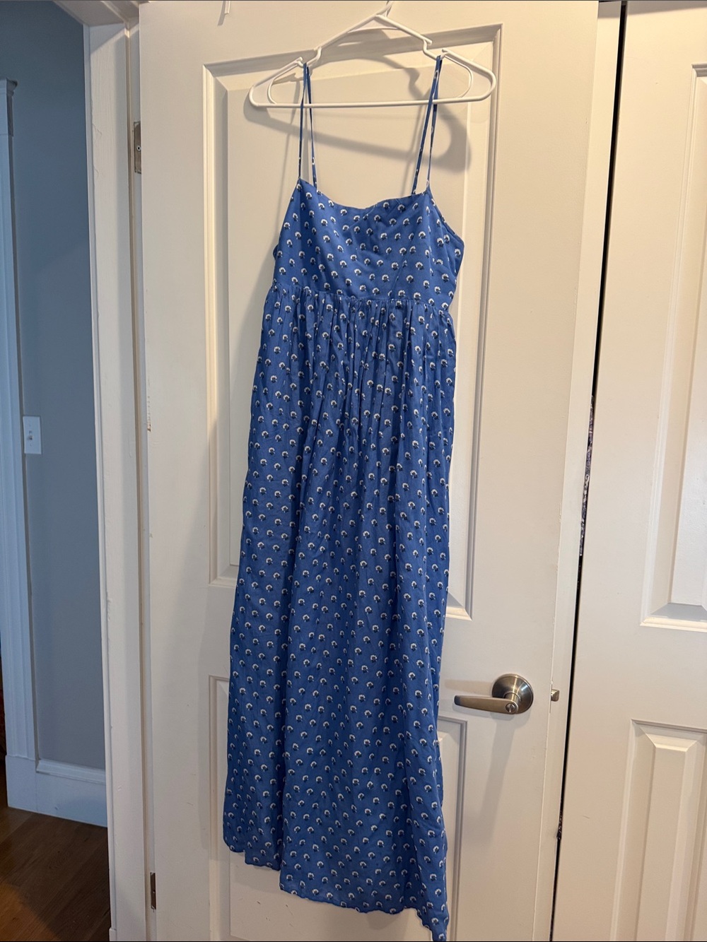 Blue Spaghetti-Strap Maxi Dress with Crescent Print from Madewell